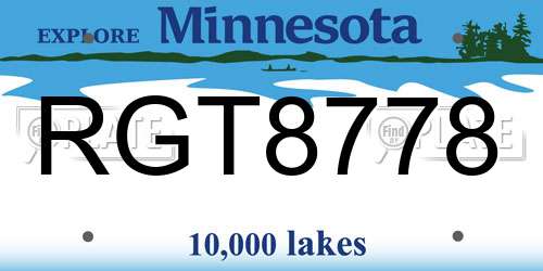 RGT8778 Minnesota License Plate