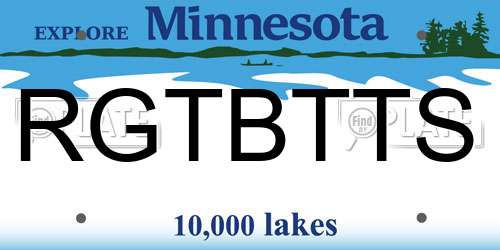 RGTBTTS Minnesota License Plate