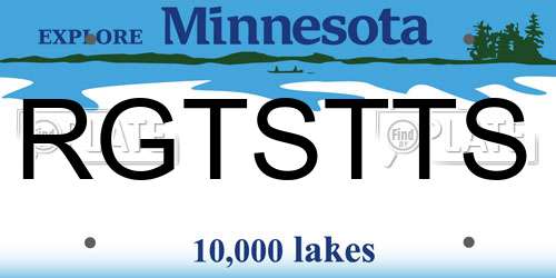 RGTSTTS Minnesota License Plate