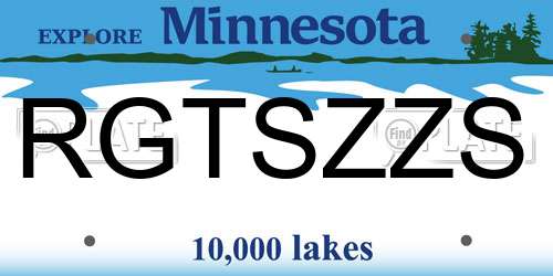 RGTSZZS Minnesota License Plate