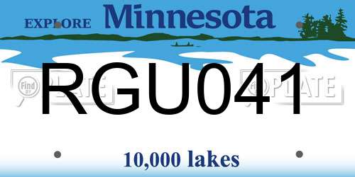 RGU041 Minnesota License Plate