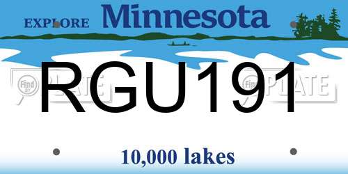 RGU191 Minnesota License Plate