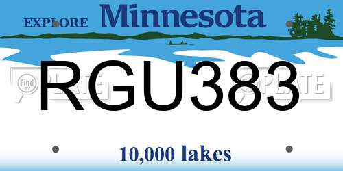 RGU383 Minnesota License Plate