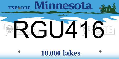 RGU416 Minnesota License Plate