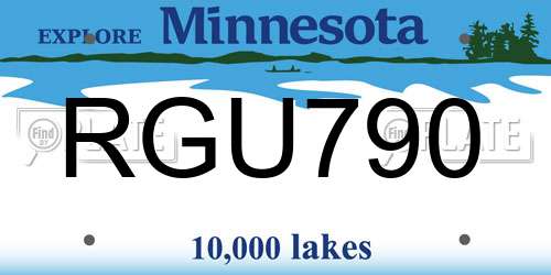 RGU790 Minnesota License Plate