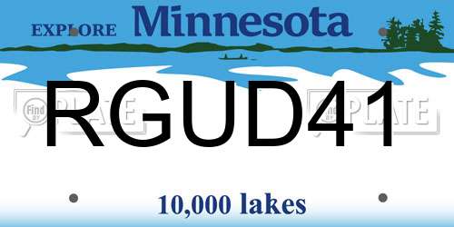 RGUD41 Minnesota License Plate