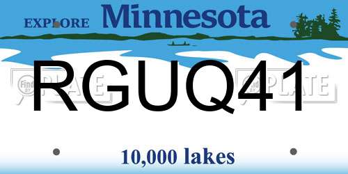 RGUQ41 Minnesota License Plate