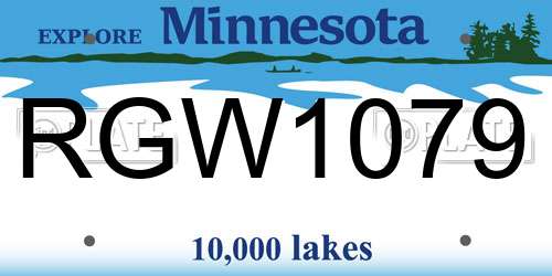 RGW1079 Minnesota License Plate