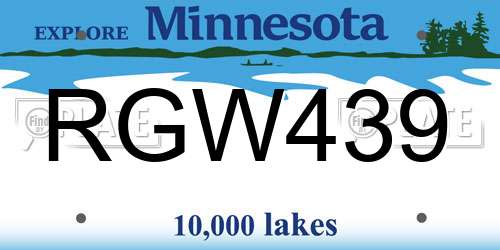 RGW439 Minnesota License Plate