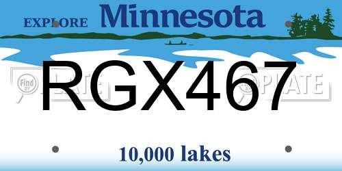 RGX467 Minnesota License Plate