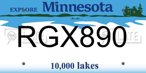 RGX890 Minnesota License Plate