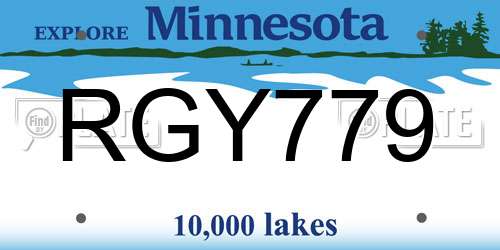 RGY779 Minnesota License Plate