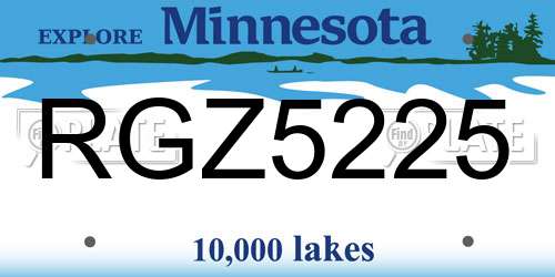 RGZ5225 Minnesota License Plate