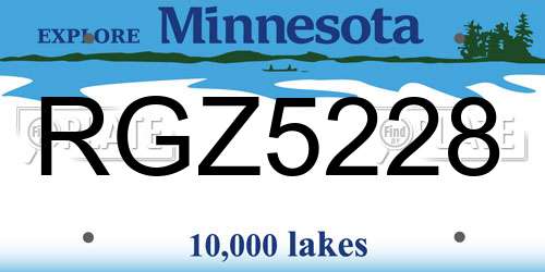 RGZ5228 Minnesota License Plate
