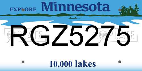 RGZ5275 Minnesota License Plate