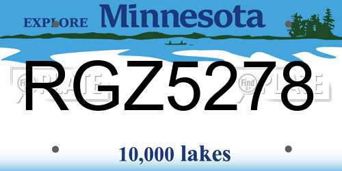 RGZ5278 Minnesota License Plate