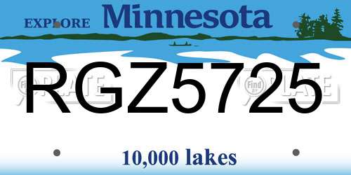 RGZ5725 Minnesota License Plate