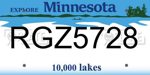 RGZ5728 Minnesota License Plate