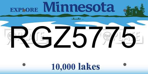 RGZ5775 Minnesota License Plate
