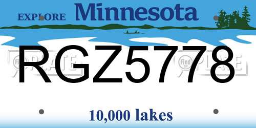 RGZ5778 Minnesota License Plate