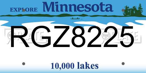 RGZ8225 Minnesota License Plate
