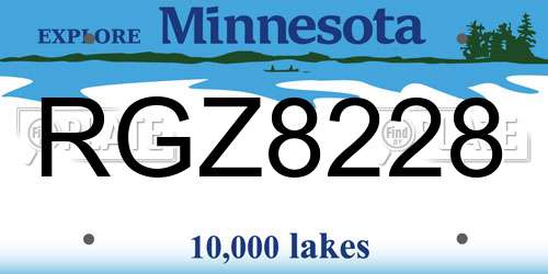 RGZ8228 Minnesota License Plate