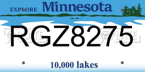 RGZ8275 Minnesota License Plate