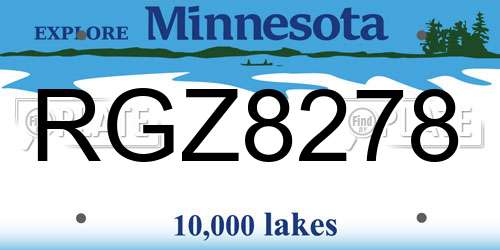 RGZ8278 Minnesota License Plate