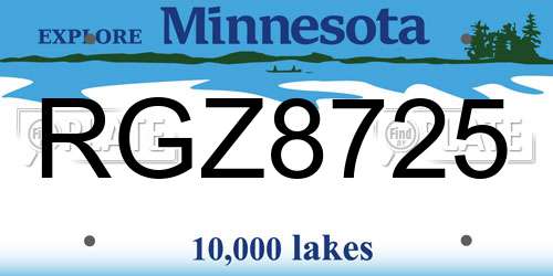 RGZ8725 Minnesota License Plate