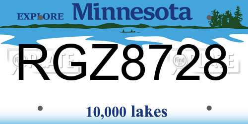 RGZ8728 Minnesota License Plate