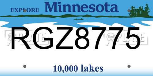 RGZ8775 Minnesota License Plate