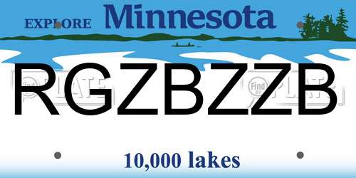RGZBZZB Minnesota License Plate
