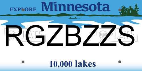 RGZBZZS Minnesota License Plate