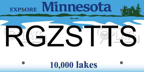 RGZSTTS Minnesota License Plate