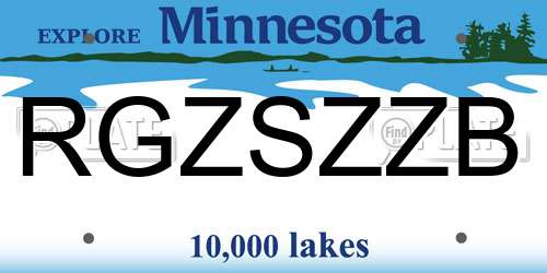 RGZSZZB Minnesota License Plate