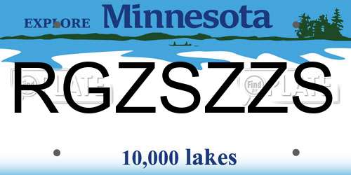 RGZSZZS Minnesota License Plate