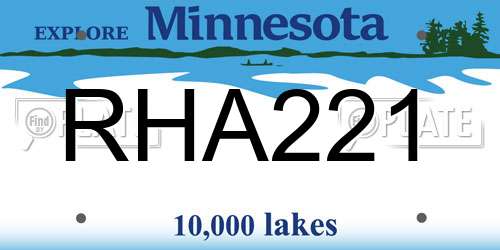 RHA221 Minnesota License Plate