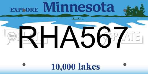 RHA567 Minnesota License Plate