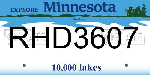 RHD3607 Minnesota License Plate
