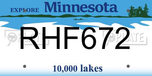 RHF672 Minnesota License Plate