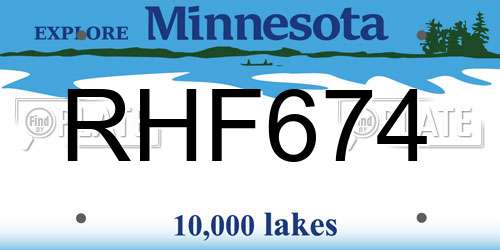 RHF674 Minnesota License Plate