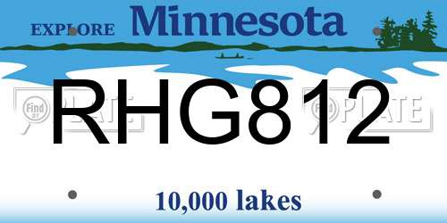 RHG812 Minnesota License Plate