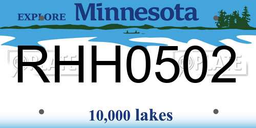 RHH0502 Minnesota License Plate