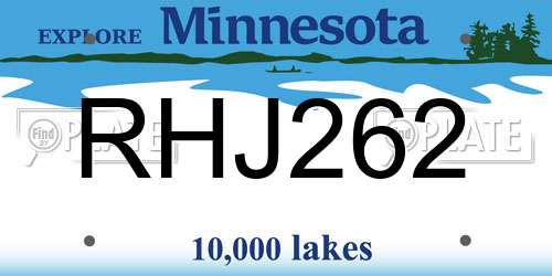 RHJ262 Minnesota License Plate