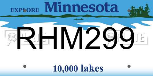 RHM299 Minnesota License Plate