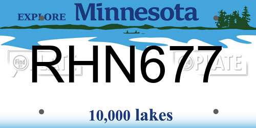 RHN677 Minnesota License Plate