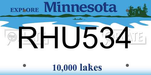RHU534 Minnesota License Plate