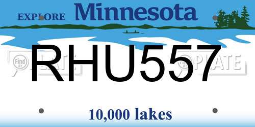 RHU557 Minnesota License Plate