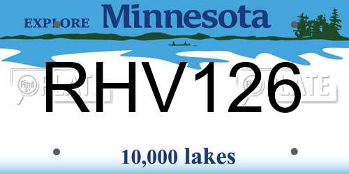 RHV126 Minnesota License Plate