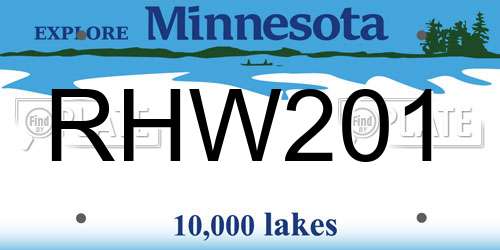 RHW201 Minnesota License Plate